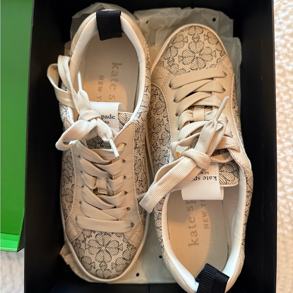 Kate Spade Beige and Black Patterned Sneakers